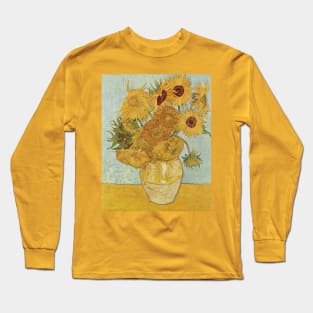 Sunflowers on Blue Van Gogh Long Sleeve T-Shirt